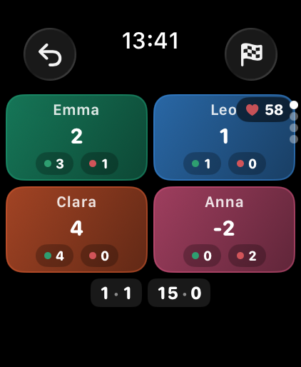 PadelRatio live tracking on Apple Watch