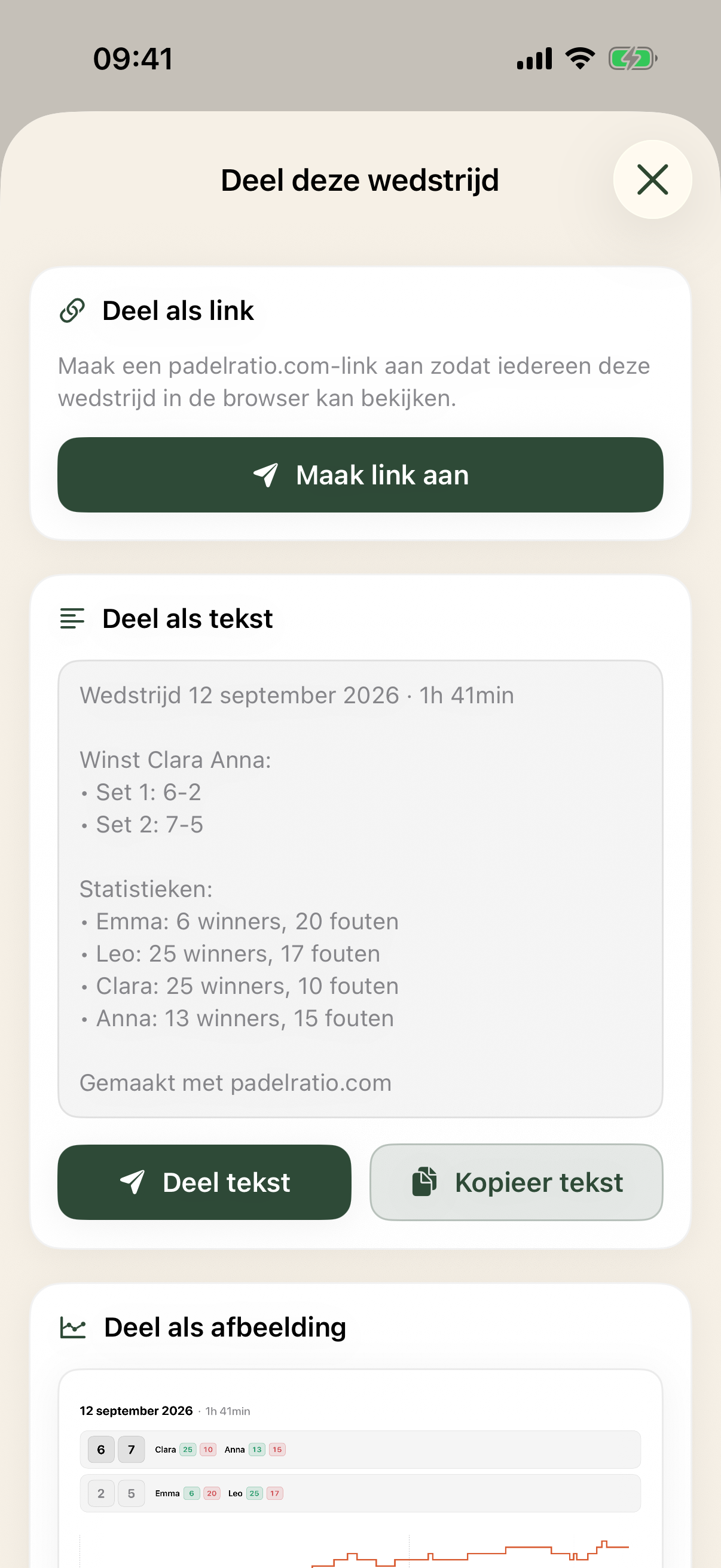 Share this match sheet on PadelRatio